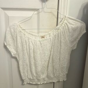 flowery off the shoulder hollister crop top